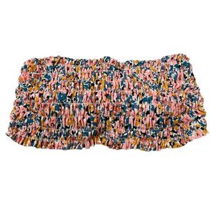 Xhilaration Floral Smocked Bikini Top 16W Adjustable Back 🌸